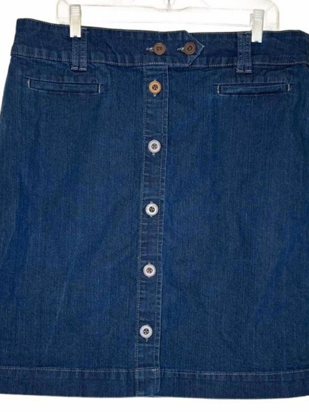 Vintage Denim Dark Wash Skirt 14 Erika Button Front 2 Pockets